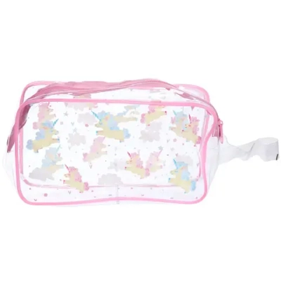 Косметичка прозрачная «MALINKA SHOP», единорожки, цвет окантовки розовый, 20*12*6см