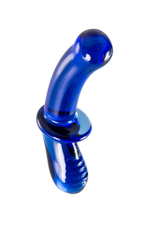 Синий двусторонний стеклянный фаллоимитатор Double Crystal - 19,5 см. (Цвет: синий)