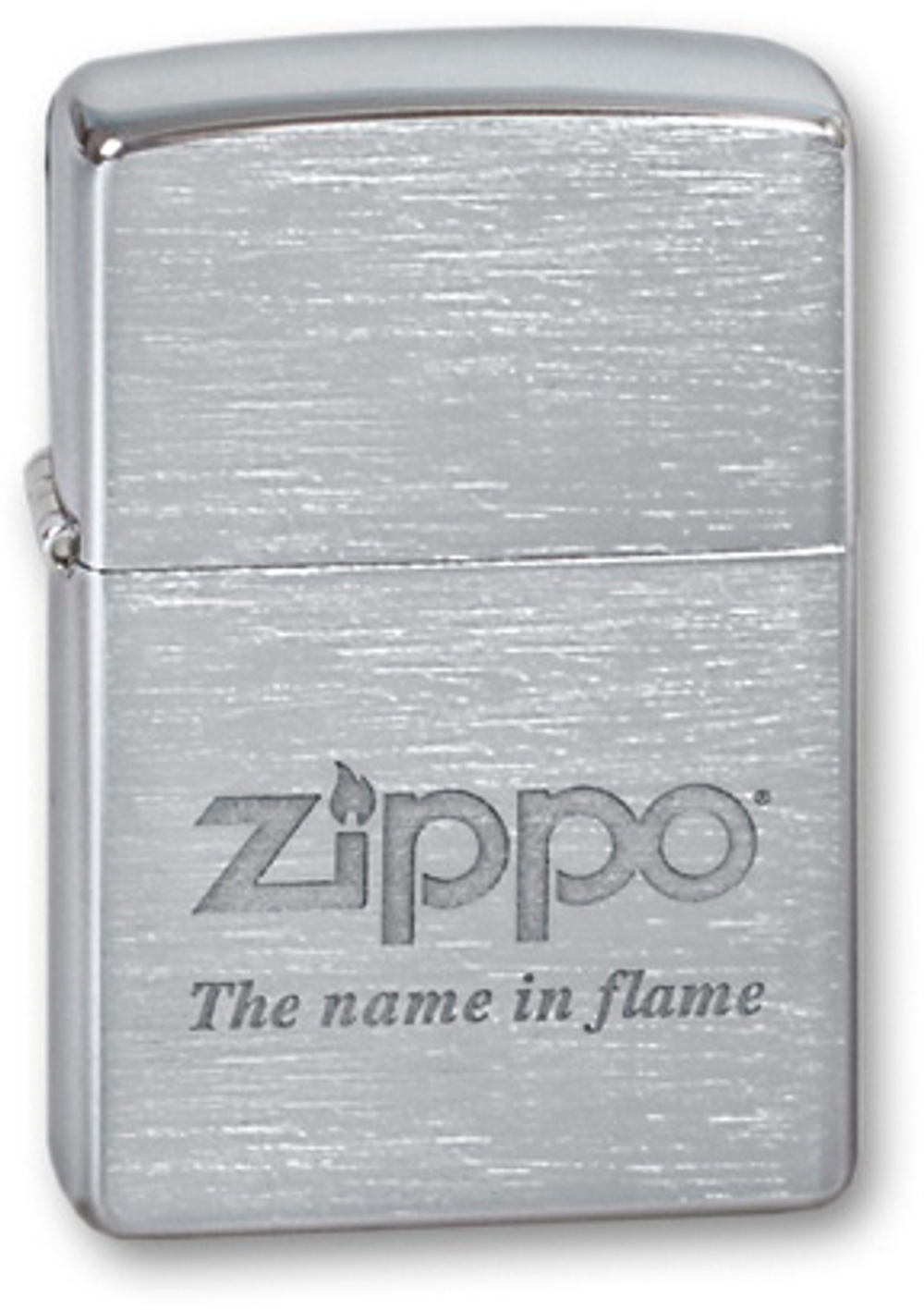 Зажигалка ZIPPO Classic Brushed Chrome™ логотип Zippo с девизом компании на фронтальной поверхности ZP-200 Name in flame