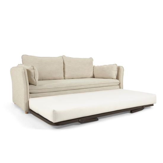 Диван-кровать Tanit белый с ножками из массива бука с натуральной отделкой 210 см