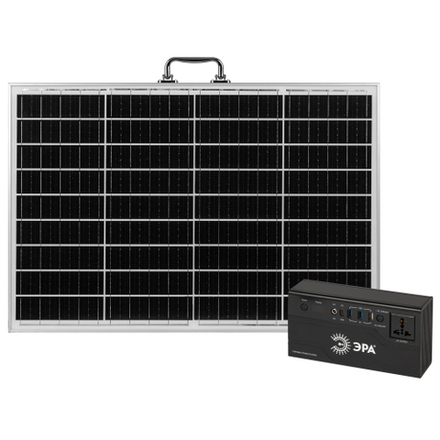 Портативная солнечная электростанция ЭРА ERAZS-01 (комплект), 200 Вт, 32400 мАч, Li-ion. Солнечная панель 50 Вт