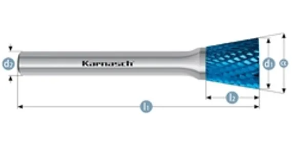 Борфреза твердосплавная Karnasch форма N, 6х8х6х50 мм, насечка HP-4, без покрытия, арт. 11.3098-015