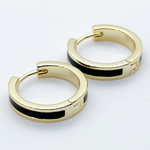 Ювелирные швензы Конго с позолотой, черная эмаль, размер 20 мм, цена за пару