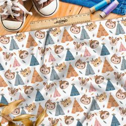 Ткань премиум таффета мультяшные вигвамы