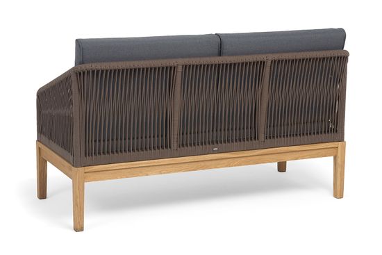 "Канны" диван 2-местный плетеный из роупа, основание дуб, роуп коричневый круглый, ткань темно-серая 027 NEW