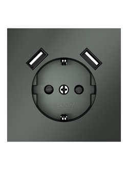 Розетка 1-м СП S70 16А с USB A+A с заземл. защ. шторки механизм титан Voltum VLS040406