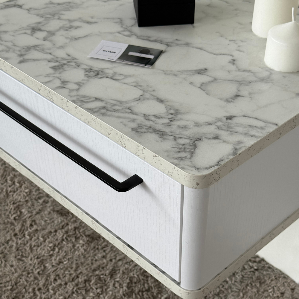 Тумба прикроватная подвесная ROYAL 5200 эко (Мрамор Каррара-р.черная)