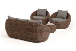 "Барселона" лаунж-зона из искусственного ротанга, цвет коричневый