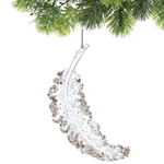 Подвеска "Перо желаний" 15*5 см, Белый/Золотой блеск (Серпантин)