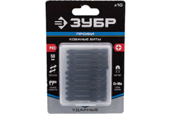 Биты ПРОФИ Зубр, тип хвостовика E 1/4", PH3, 50 мм, 10 шт. 26021-3-50-S10