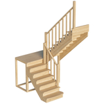 Лестница на второй этаж К-004м/3 Правая с подступенками