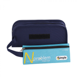 Пенал - косметичка Alingar, ткань, молния, боковой карман, липучка, петля, 195 х 80 х 45 мм, "N problem", синий/бирюзовый, европодвес