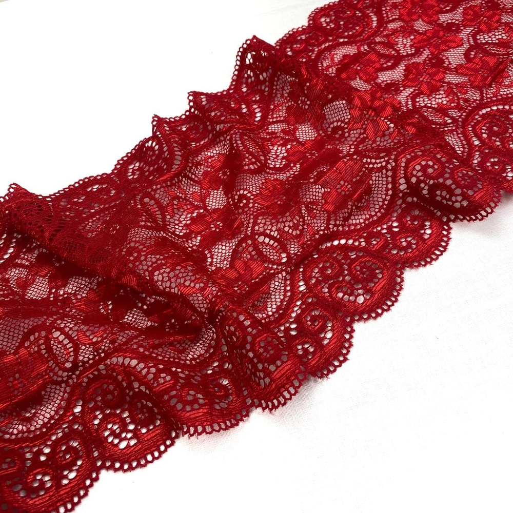 Кружево эластичное красное 18 см
