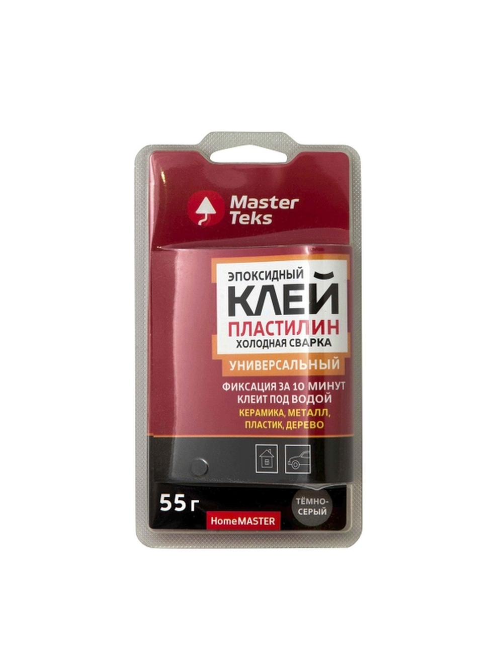 Клей-пластилин эпоксидный MasterTeks HM холодная сварка универсальный серый (55гр)