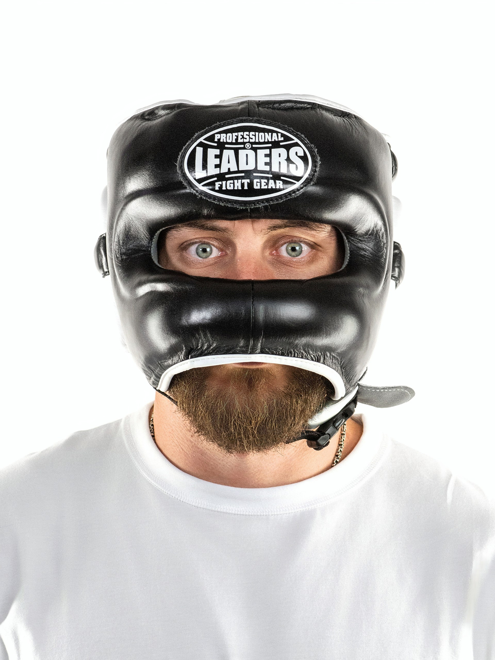 Шлем боксерский LEADERS LS с бамперной защитой (черный / белый) BK/WH