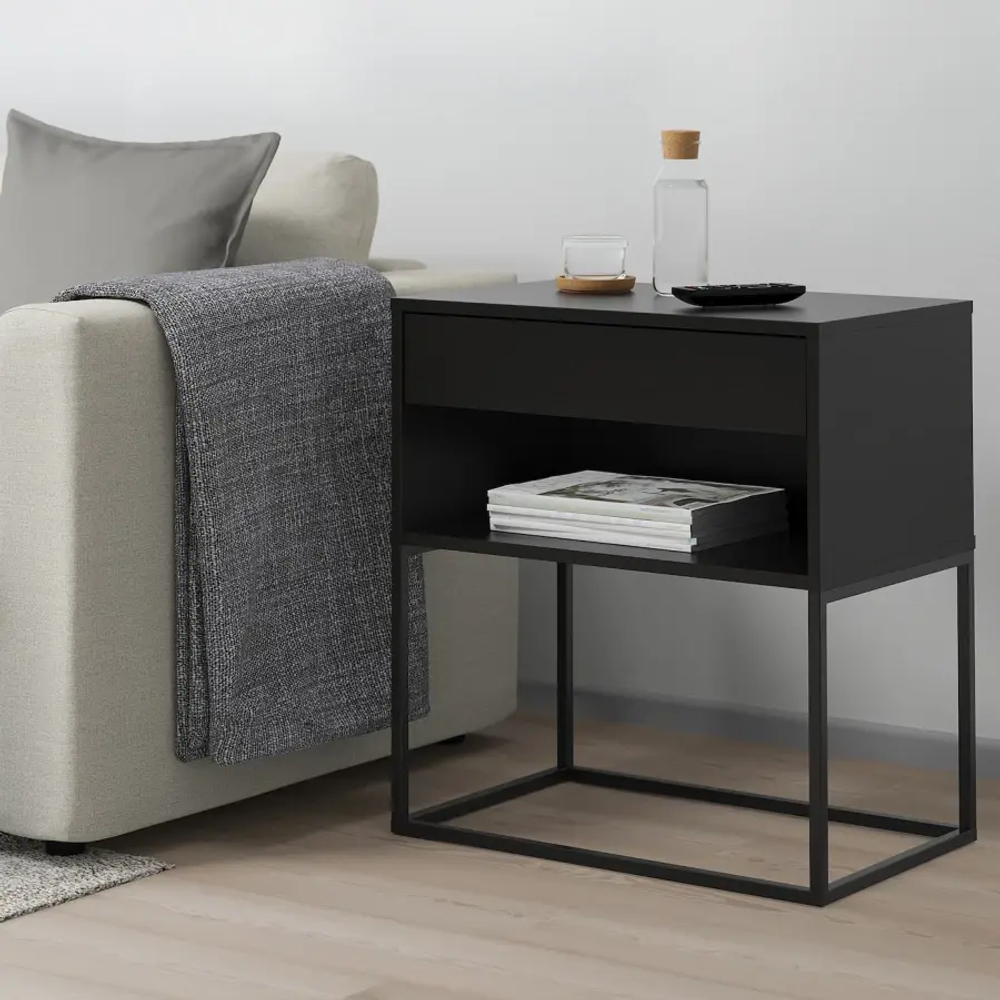 Тумбочка прикроватная - IKEA VIKHAMMER/ВИКХАММЕР ИКЕА, 65х39х60, черный