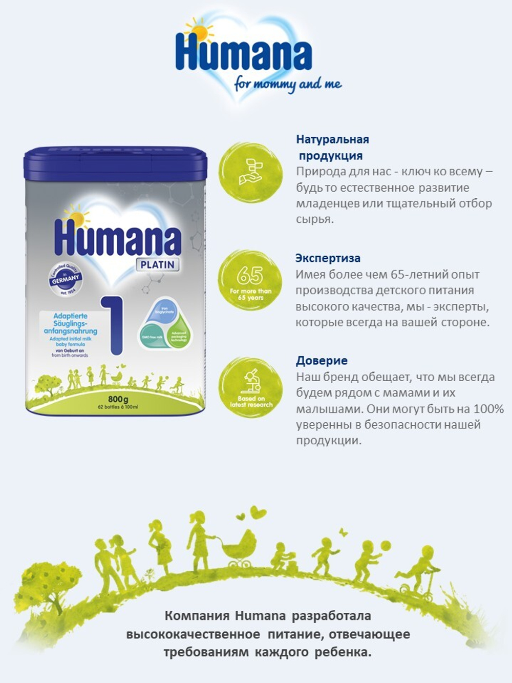 Начальная молочная смесь Humana Platin 1 с 0 до 6 месяцев 800 г