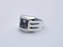 Кольцо из серебра/Чернение/Архангел Михаил