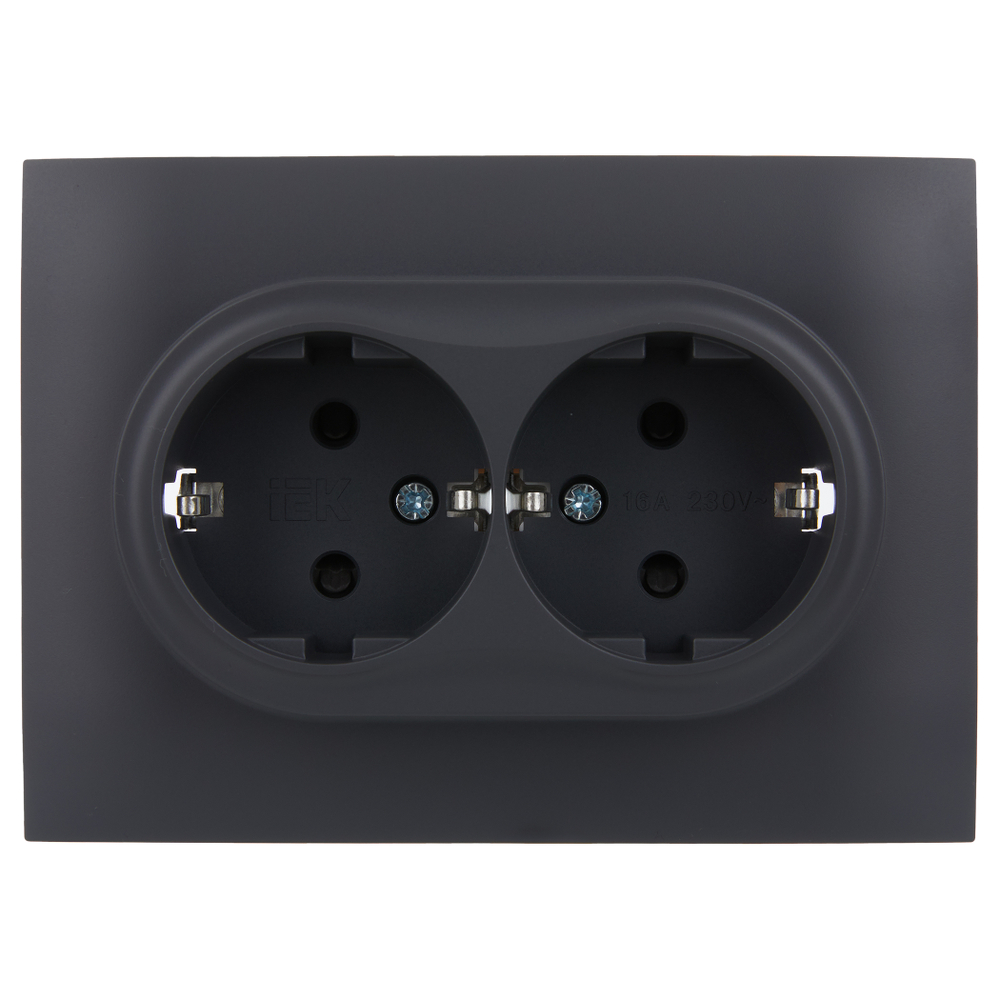 SKANDY Розетка 2-местная с заземлением с защитными шторками 16А в сборе SK-R07T титан IEK