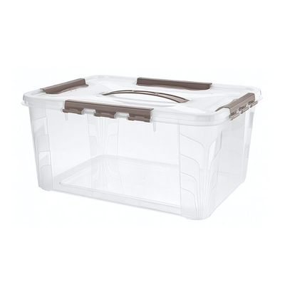 Ящик для хранения универсальный с замками и ручкой "grand box", 390х290х180мм, 15,3л (коричневый)