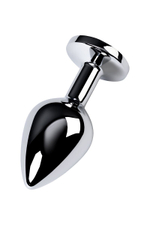 Серебристая конусовидная анальная пробка с голубым кристаллом - 8 см. (Цвет: голубой)