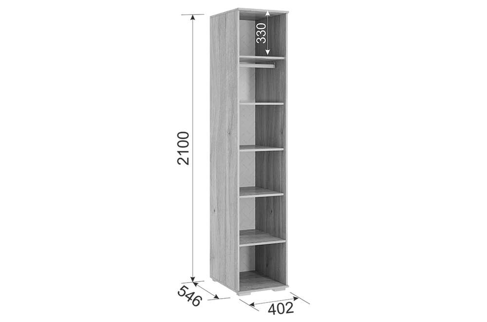 Шкаф однодверный "Лайк" (Дуб Мария/Галька)