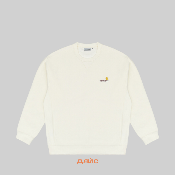 Толстовка мужская Carhartt WIP American Script Sweatshirt артикул:I025475_wax Толстовка мужская Carhartt WIP American Script Sweatshirt артикул:I025475_wax - купить в магазине Дайс