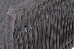 "Лугано" кресло плетеное из роупа, каркас алюминий темно-серый (RAL7024) муар, роуп темно-серый круглый, ткань темно-серая YB25-0027