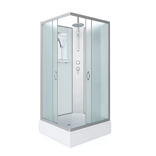 Душевая кабина Niagara Classic 330844QBKT 100x80 стекло матовое/профиль серебро