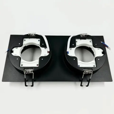 Светильник потолочный встраиваемый GX5.3 двойной, спот точечный черный светодиодный