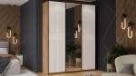 Шкаф-купе Оскар Хилтон 3-х дверный с зеркалом 177 дуб крафт золотой / белый матовый / ручка черная