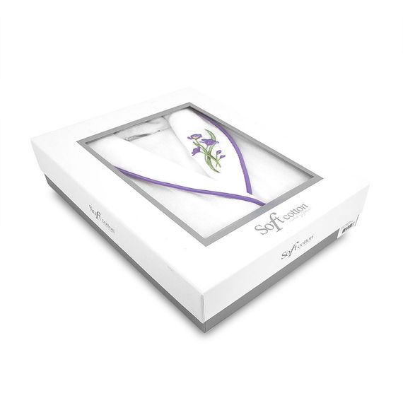 Blossom махровый женский халат белый Soft Cotton (Турция)