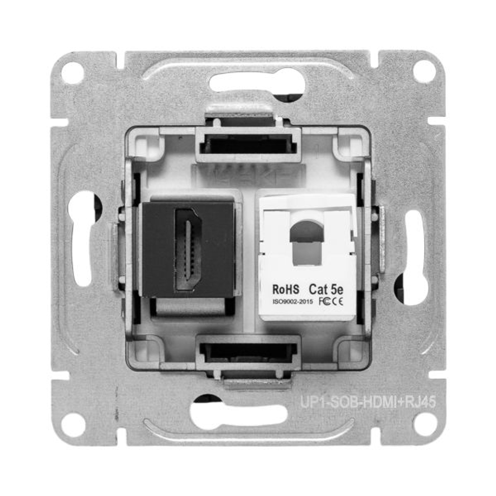 Механизм розетки HDMI+RJ45 (cat5), чёрный Эпика EKF