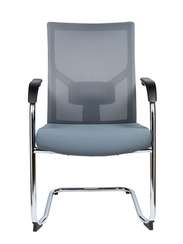 Кресло офисное Норден / Сильвия white/gray CF / хром / св.серая сетка / серая ткань / белый пластик