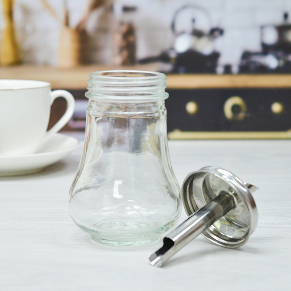 Сахарница с дозатором 250мл нерж/стекло Z-11098