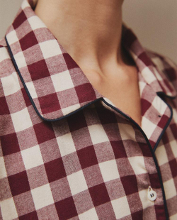 ZARA HOME ПИЖАМНАЯ РУБАШКА В КЛЕТКУ, БОРДОВЫЙ