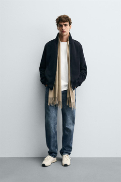 ZARA ТОЛСТОВКА В РУБЧИК НА МОЛНИИ, МОРСКОЙ СИНИЙ