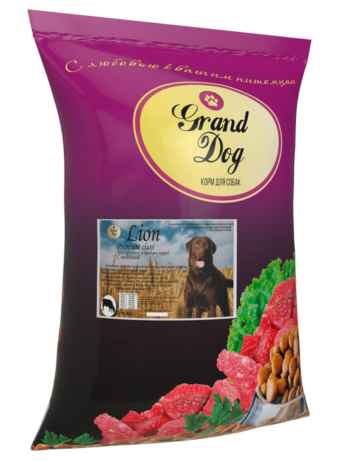 Grand dog корм сухой для взрослых собак средних и крупных пород говядина лион премиум класс