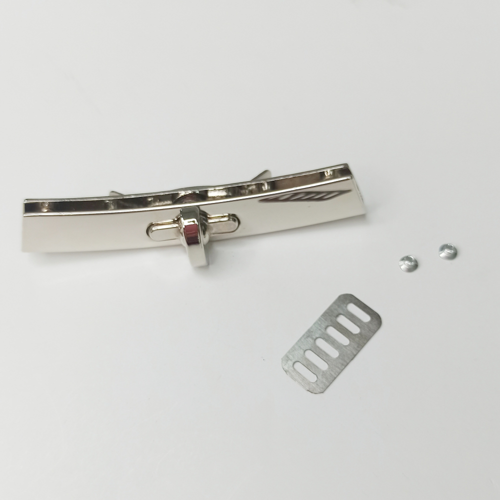 Замок вертушка на винтах 90*15 Серебро