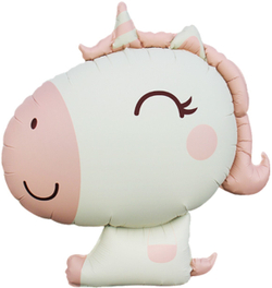 Шар (31''/79 см) Фигура, Милый единорог, Розовый, Сатин, 1 шт. В024