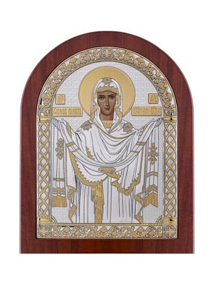 Покрова БМ, икона арочная, красное дерево 105х140