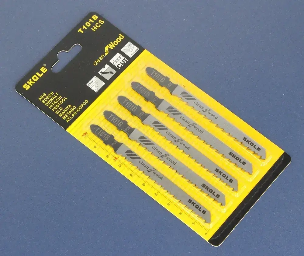 Пилка для лобзика 5шт по дереву T101B 100*75мм чистый ровный распил Skole