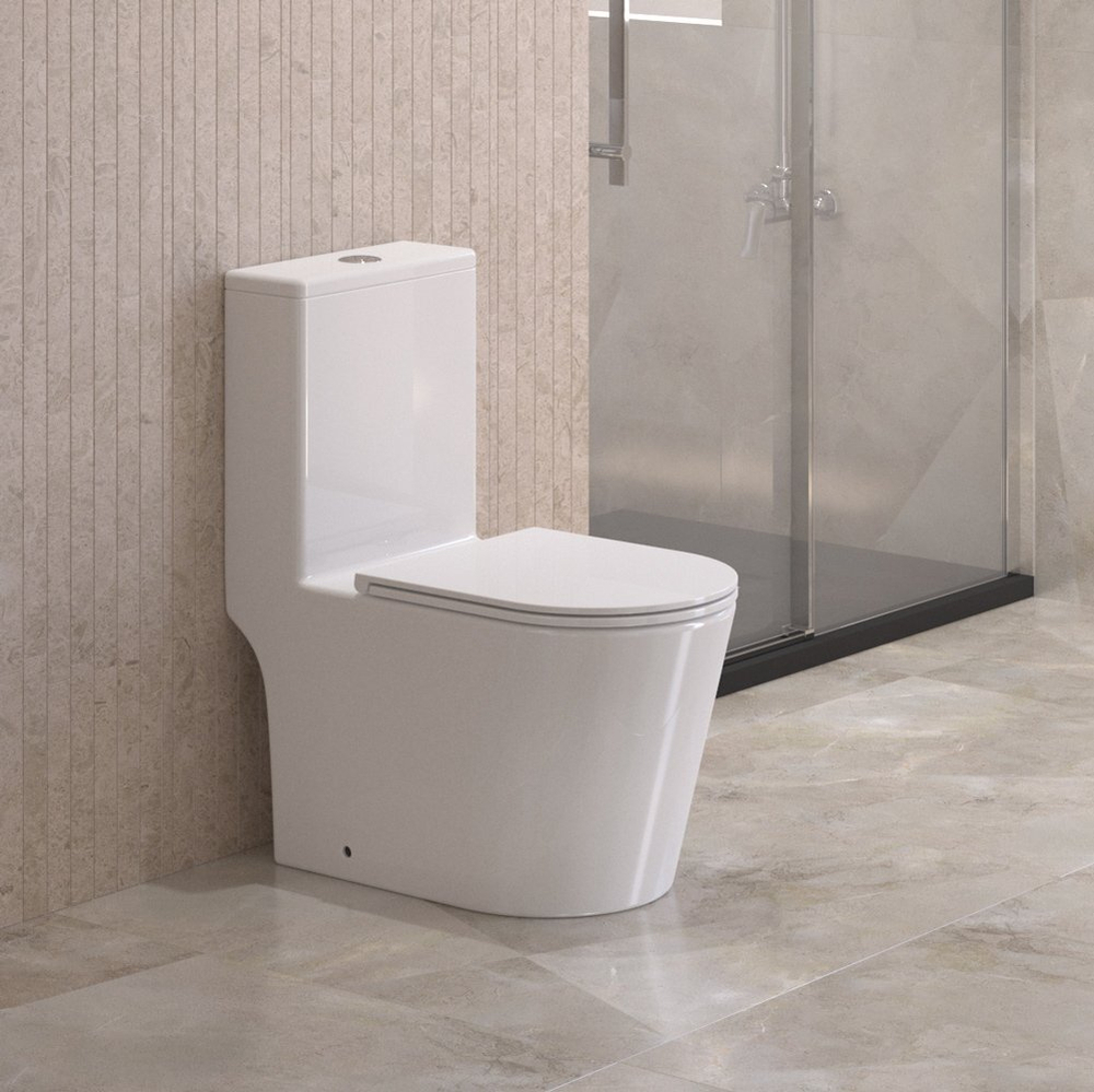Унитаз-моноблок безободковый BelBagno Tre BB673CP-MN-TOR/SC с крышкой-сиденьем микролифт, белый
