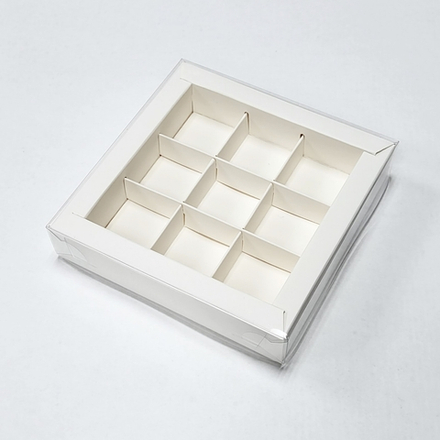 Коробка на 9 конфет ПРЕМИУМ Белая, 15,5*15,5*3 см (набор 5 шт)