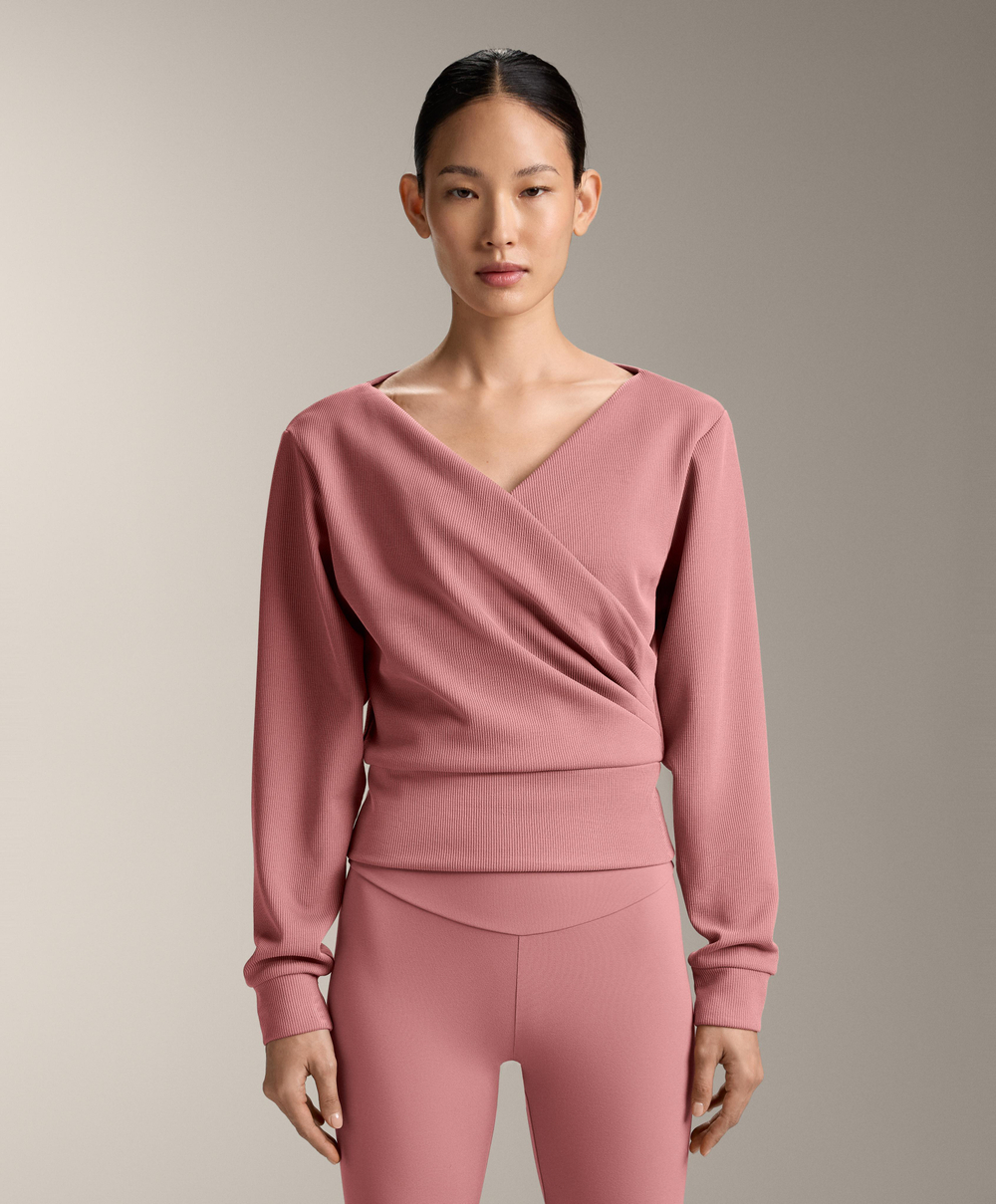 Oysho Толстовка Rib с запахом из модала Brushed, светло-розовый