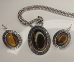 Комплект бижутерии "Тигровый глаз" - Овал (натуральный камень, бижутерный сплав)