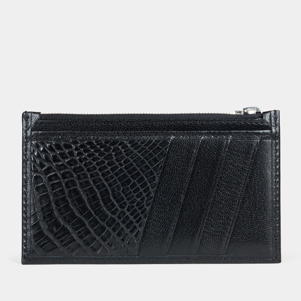 Кардхолдер-кошелек кожаный Franc черного цвета