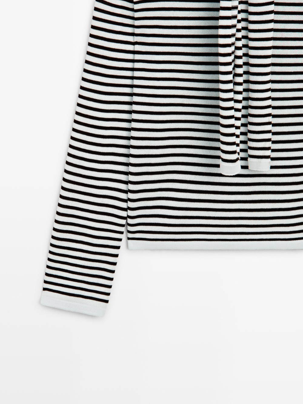 Massimo Dutti Свитер в полоску с декоративными деталями на рукавах, голубой