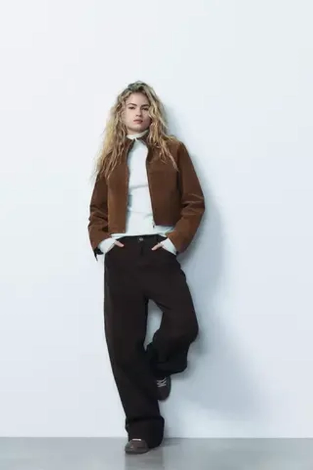 ZARA ЗАМШЕВАЯ КУРТКА, КОНЬЯЧНЫЙ