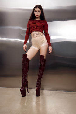 BOOTS. Ботфорты четверки. Лак - SHBOT-026-4-wine